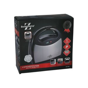 SwissHome 4-Slice Electric Sandwich Maker Black and Silver SwissHome 4-Slice Electric Sandwich Maker Black and Silver